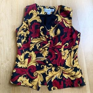 Dior Jackets & Coats - CHRISTIAN DIOR Vintage Silk Red Gold Vest Size 4 Dior Jackets & Coats - CHRISTIAN DIOR Vintage Silk Red Gold Vest Size 4